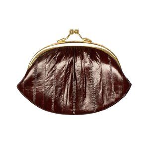 Lee Sands Eel Skin Small Double Coin Purse Clutch with RFID Protection